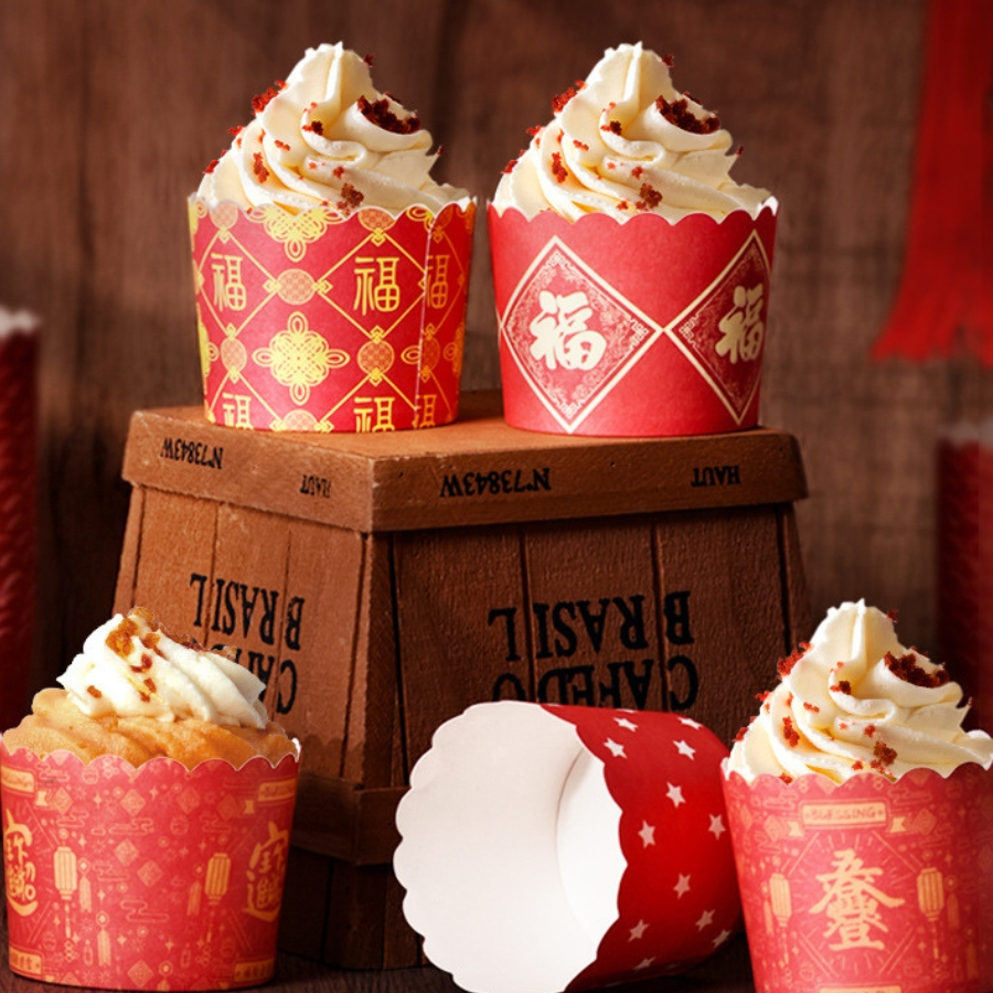 CupCake Baking Paper Cups Muffin Baking Tools สําหรับงานแต่งงานชุดกันน้ําทนอุณหภูมิสูง 50 ชิ้น - CUP