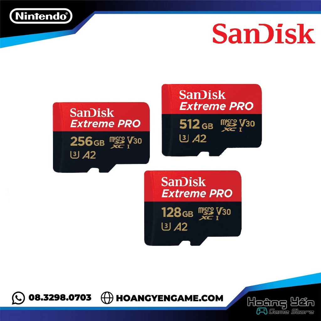 การ ์ ดหน ่ วยความจํา Sandisk Extreme Pro 128GB / 256GB / 512GB A2 ~ 190MB / วินาที