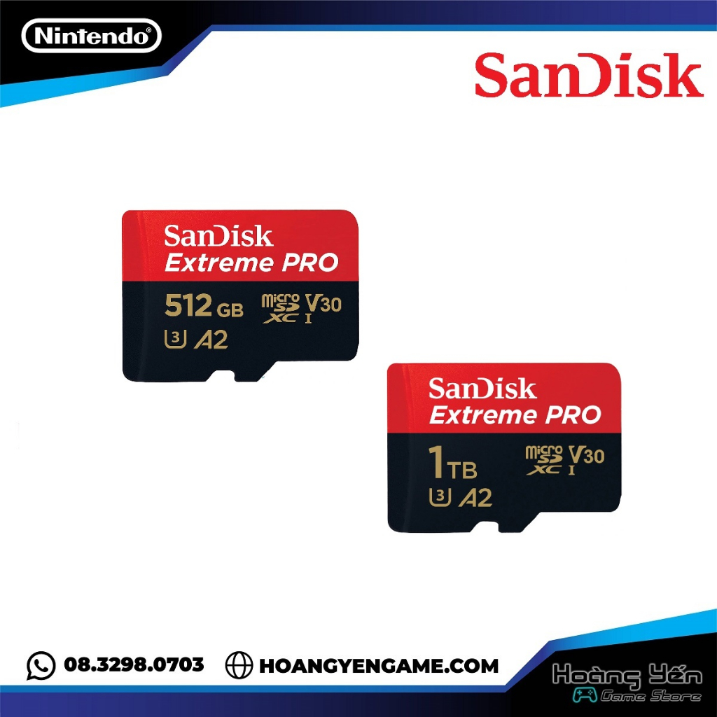 การ ์ ดหน ่ วยความจํา Sandisk Extreme Pro 512GB / 1TB A2 ~ 190MB / s