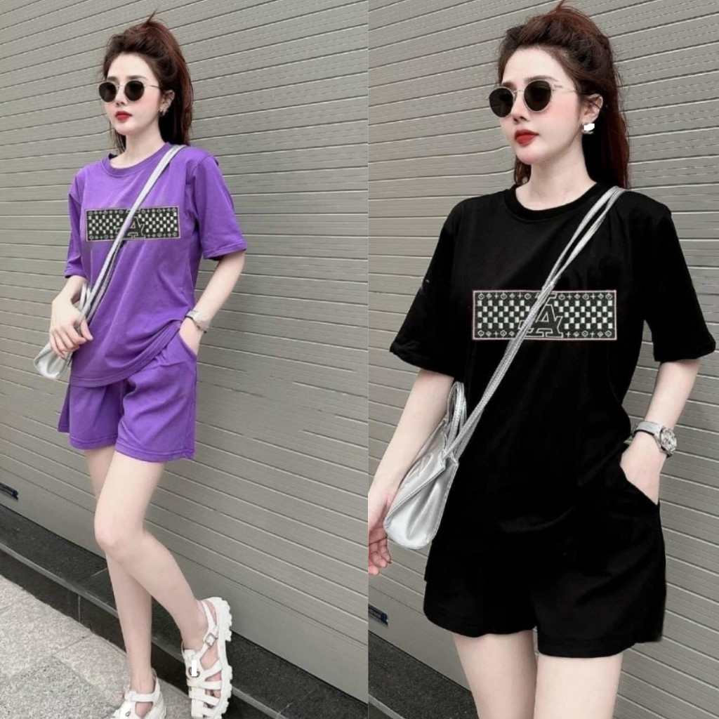 ชุดใส่อยู่บ้านฤดูร้อนราคาถูกและสวยงามของผู้หญิงทรงหลวมสปอร์ต3 ขนาด45-75กิโลกรัมชุดต้นขาใหญ่ขนาดทําจากผ้าฝ้ายยางยืดพิมพ์ลายตัวอักษรแนวนอน