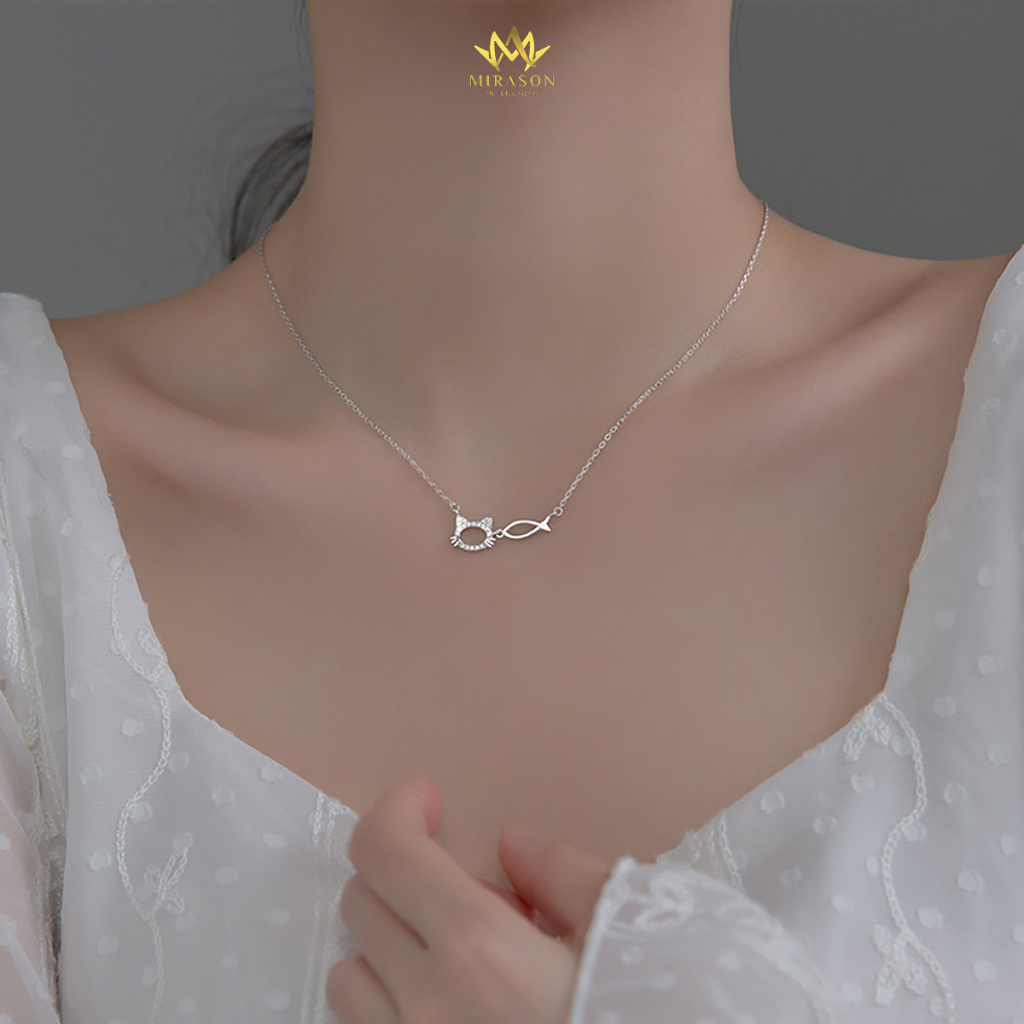 น่ารักประกายหินแมวปลา S925 สร้อยคอเงิน - MIRASON MDC109