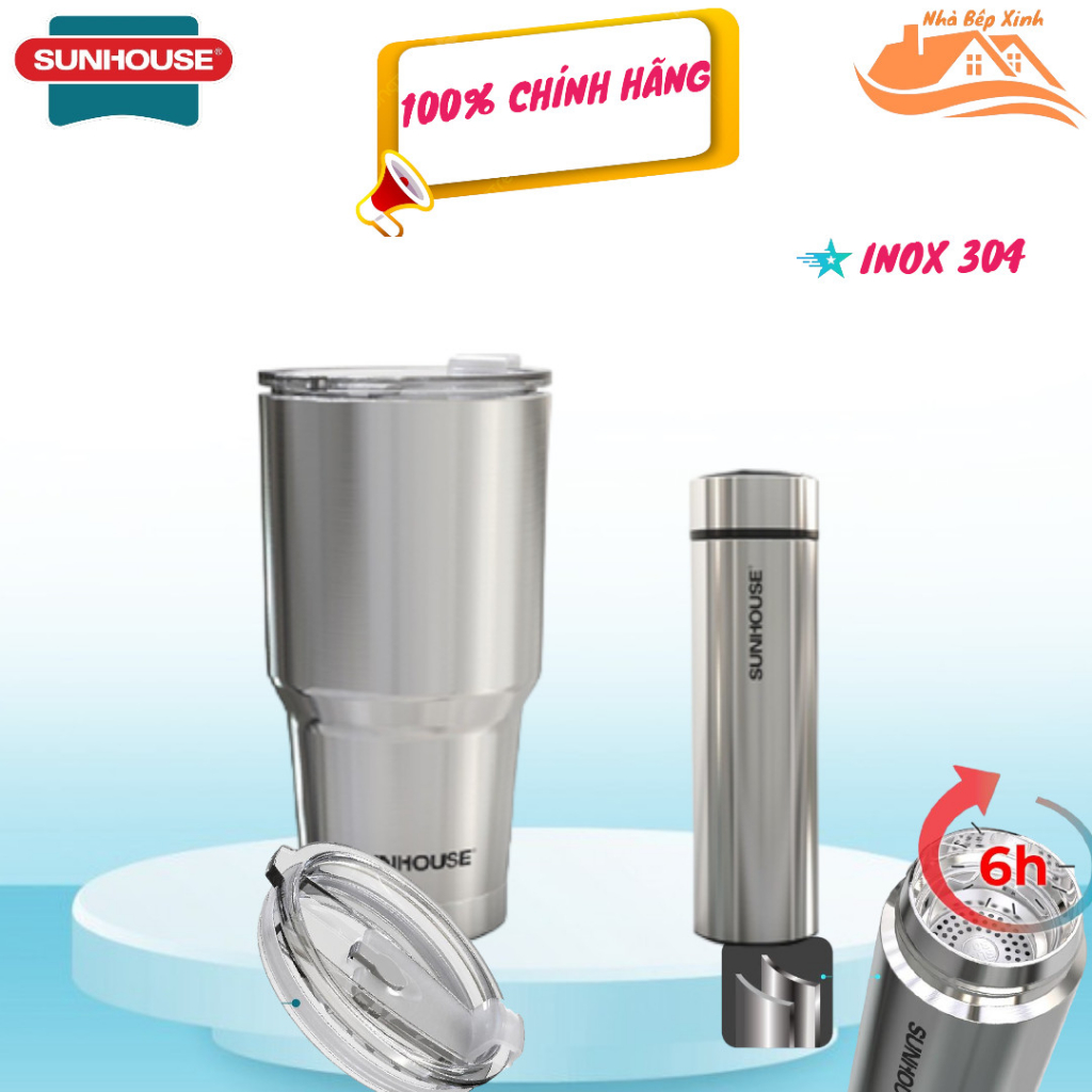 Sunhouse 304 กระติกน้ําร้อนสแตนเลส 900ml KS-TU900I -- อ่อนเยาว์ การออกแบบแบบไดนามิก