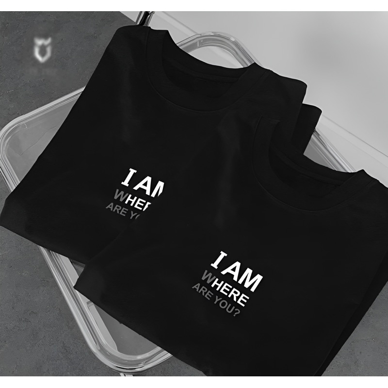 เสื้อยืด เสื้อยืด unisex ulzang สําหรับผู้ชายและผู้หญิง คอกลม แขนหลวม จาก I AM WHERE ARE YOU สีดํา