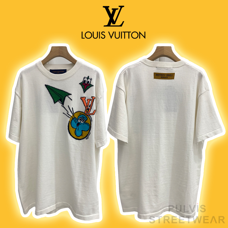 ️ คุณภาพกระจก ] - LV Luon Vuituoi Monogram Comics Intarsia Crewneck T-Shirt, LV Nice unisex T-Shirt