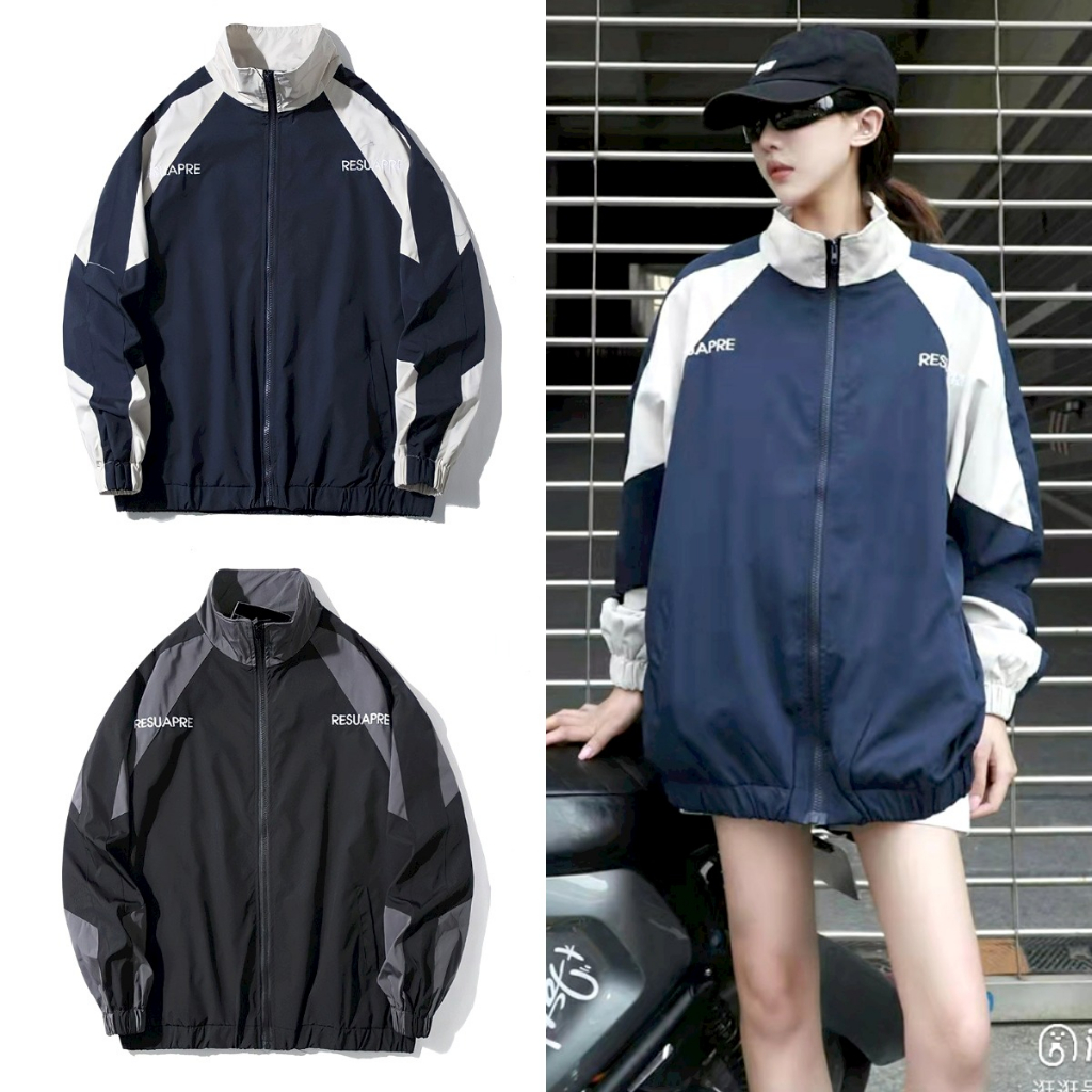 Resuapre LOGO เสื้อแจ็คเก็ตร่มสําหรับผู้ชายและผู้หญิง Ulzzang Unisex Loose Form Plain Bomber Jacket - Fsshop68