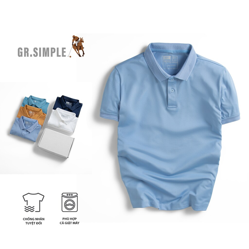 GRSIMPLE Basic เสื้อโปโลผู้ชายคอปกแขนสั้น 7 สีพื้นฐาน ร่วมใจง่ายกับอ่อนเยาว์ ชุดสุภาพ (TPG3020)