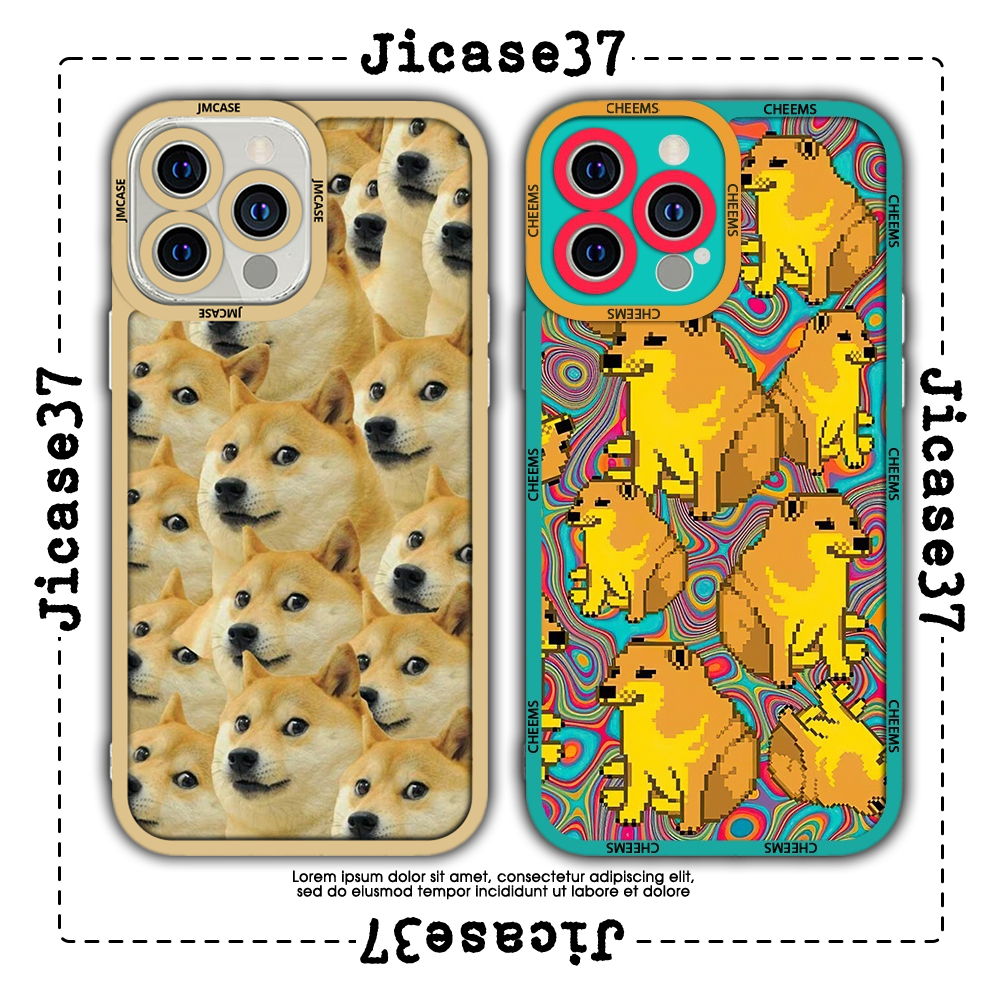JM CASE Cheems Doge Meme ขอบเหลี่ยมตลก iPhone CASE 6/6pl/6s/6spl/7/7pl/8/8pl/x/xs/11/12/13/pro/max