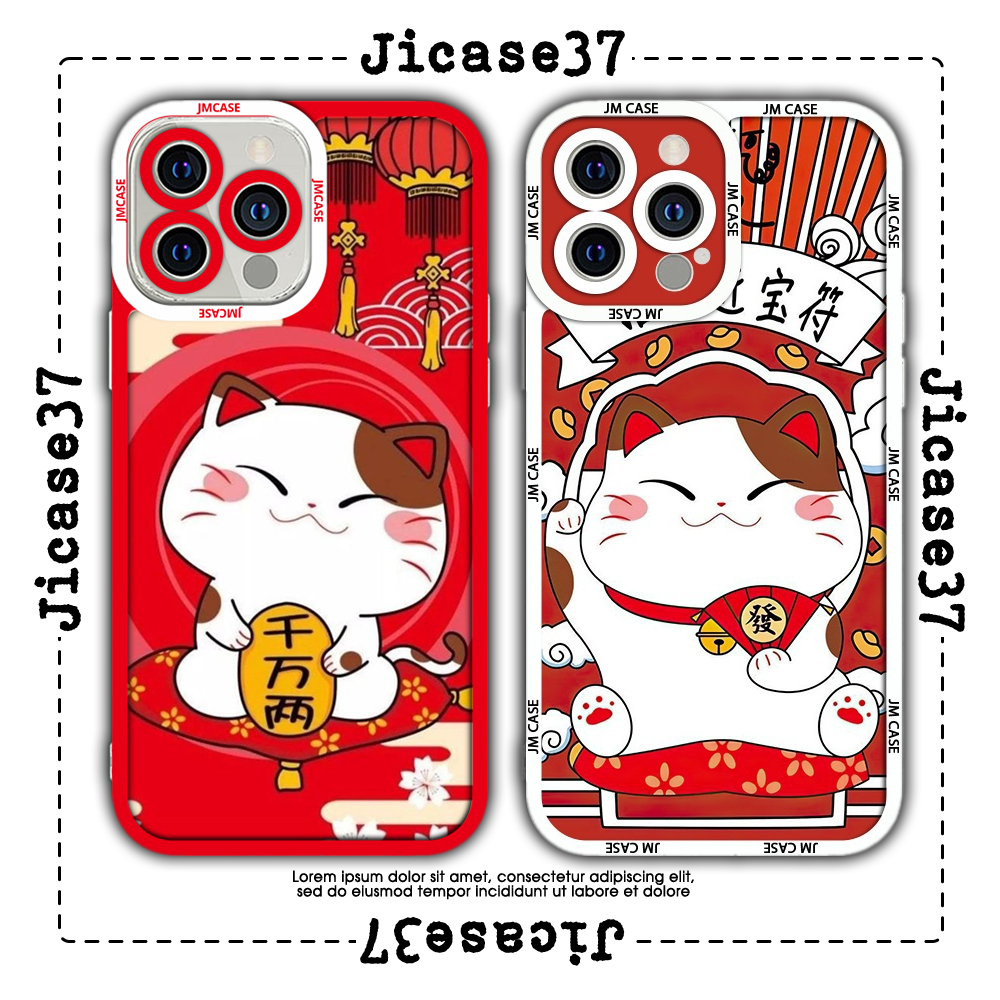JM CASE Square Edge iphone CASE Lucky Cat 6plus/6s/6splus/7/7plus/8/8plus/x/xs/11/12/pro/max/plus