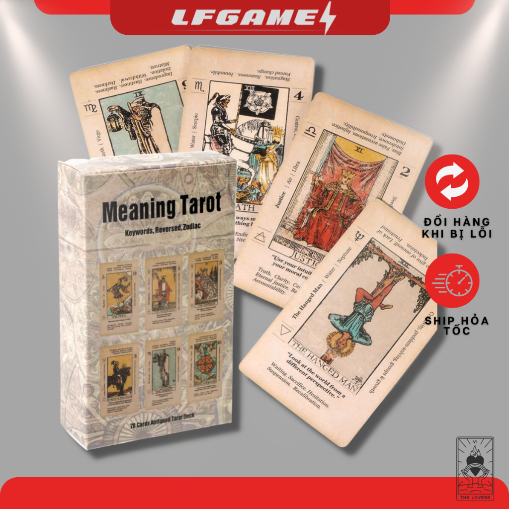 [แถมหินเมื่อซื้อ 2] Tarot Meaning Tarot Keyword Reversed 78 ใบ Zodiac Antiqued Tarot Deck ขนาดมาตรฐา