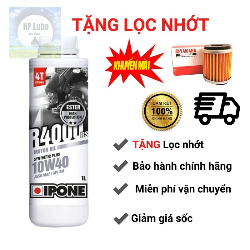 [กรองน้ํามันฟรี] IPONE R4000 RS 10W40 1L น้ํามันมอเตอร์ไซค์และเกียร์แท้คุณภาพสูงนําเข้าจากฝรั่งเศส