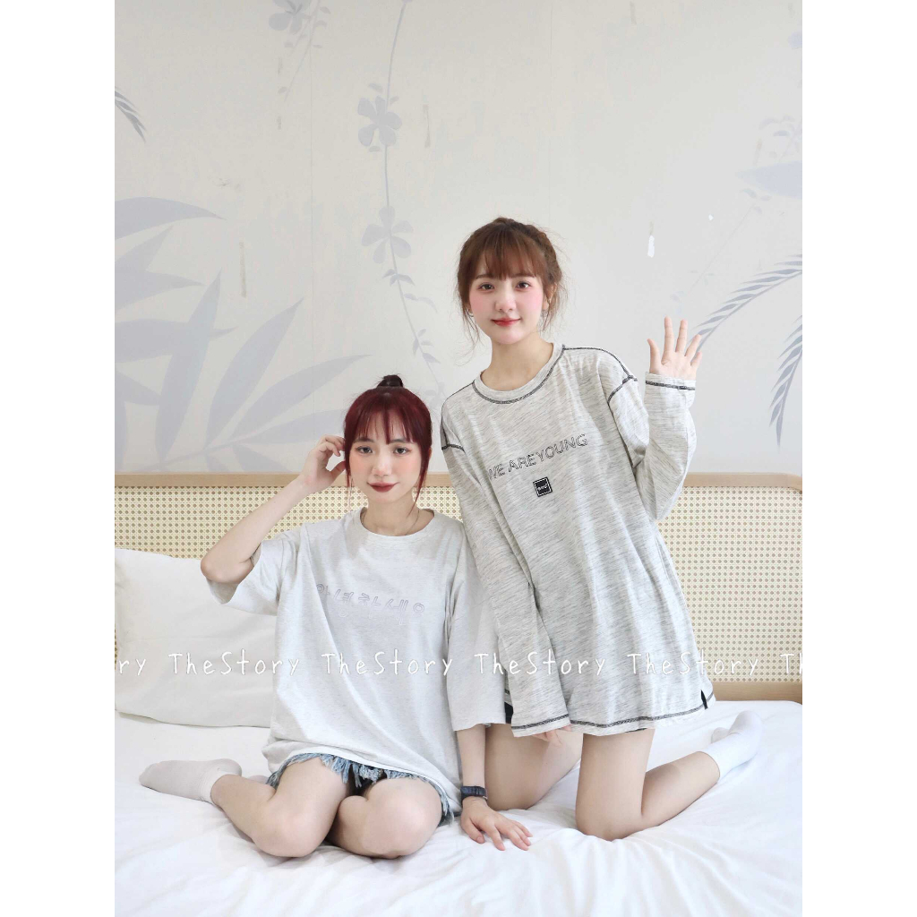 We Are Young เสื้อยืดลายนูนสีดําแขนยาวผู้หญิง [STORY MADE] A1637 (รูปถ่ายจริง)