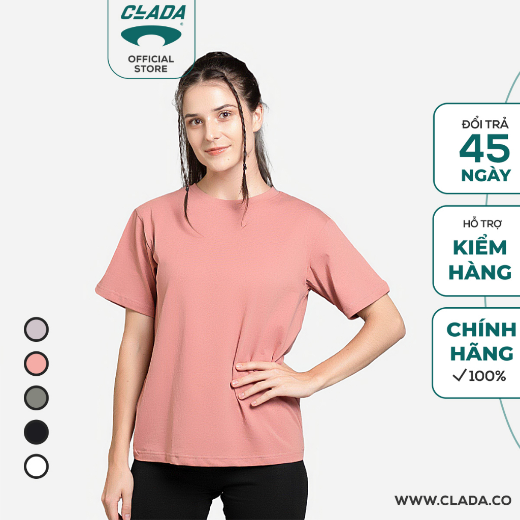 เสื้อยืดผ้าฝ้ายผู้หญิง Basic Brand CLADA - AL001