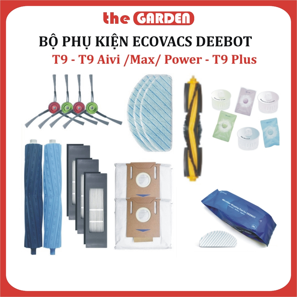 ชุดอุปกรณ์เสริม ผ้าเช็ดตัว, แปรงด้านข้าง, แปรงหลัก, กรองฝุ่นสําหรับ Ecovasc Deebot Ozmo T9, T9 Aivi,