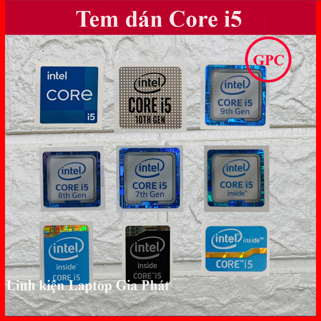 สติ๊กเกอร์ CORE I5 INTEL STICKER GEN2 GENERATION CHIP GEN 3 GEN 4 GEN5 GEN 6 GEN 7 GEN 8 GEN 9 GEN 1