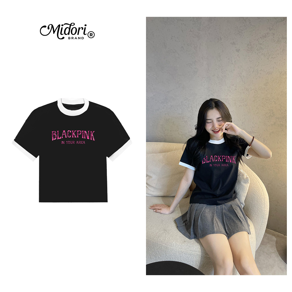 Blackpink เสื้อยืด Baby Tee สําหรับผู้ชายและผู้หญิง แบรนด์ท้องถิ่น ของแท้ Mi Mi Midori