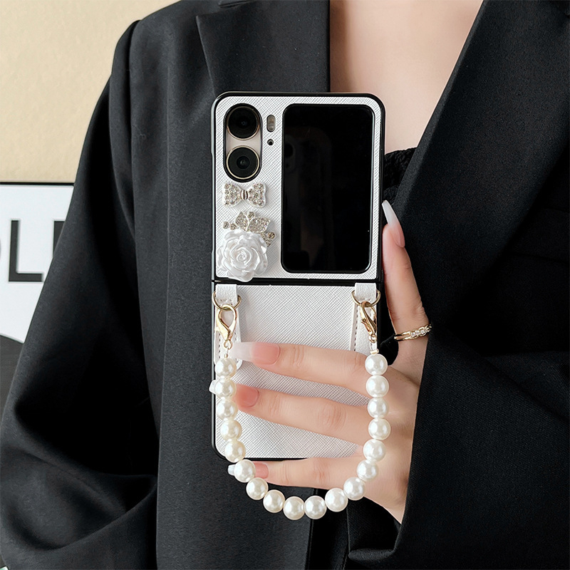เคส Oppo FIND N2 FLIP Rose Stone พร้อมสายมุก - BUM STORE GALAXY CASE