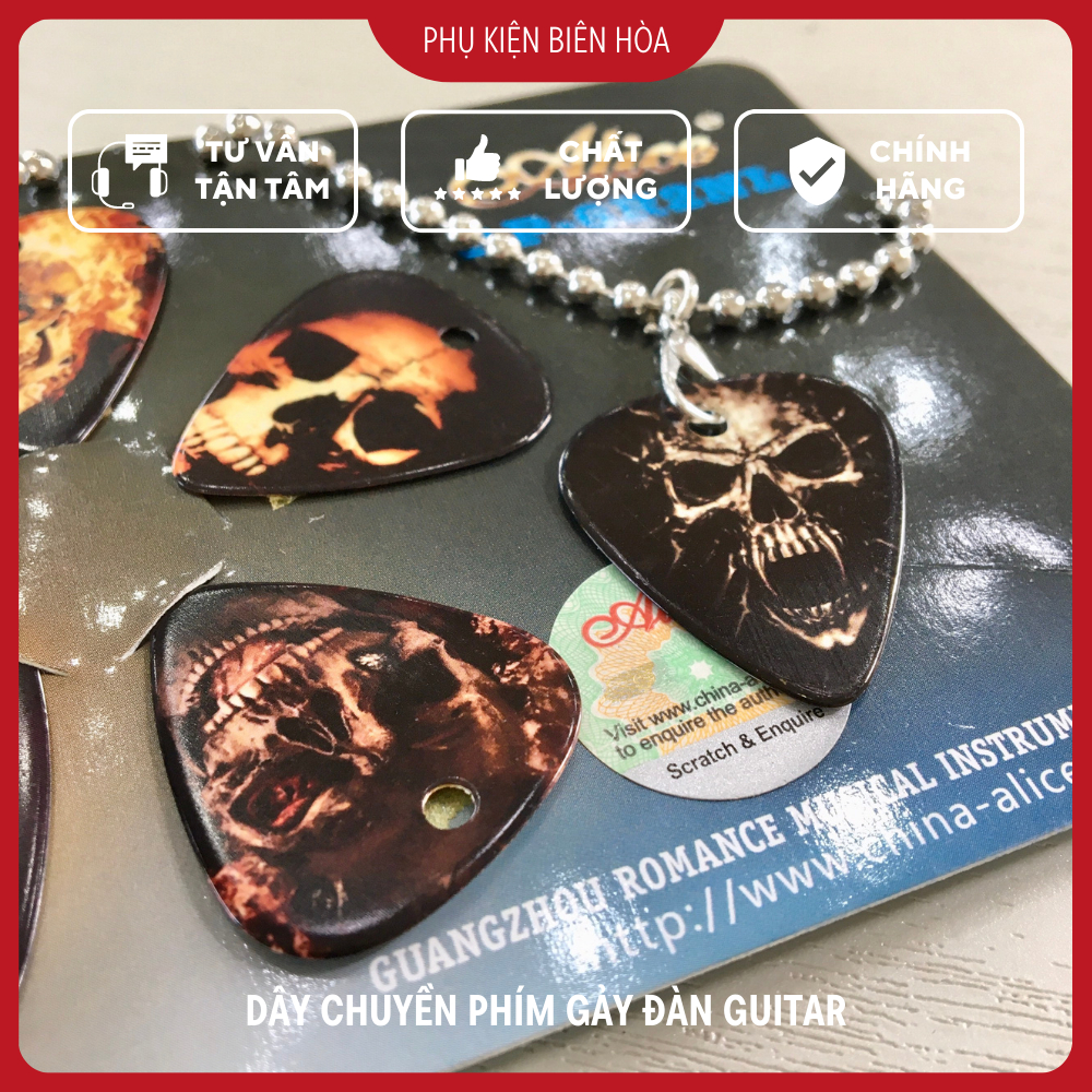 Alice AP-6R2NL สร้อยคอปิ๊กกีตาร์ลายหัวกะโหลก