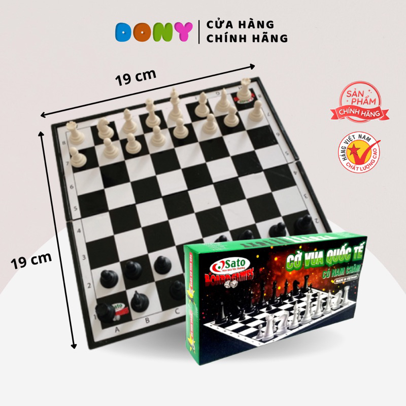 International Chess with Magnet Sato059 - กระดานหมากรุกพลาสติก ขนาด 19x19cm [Made in Vietnam]