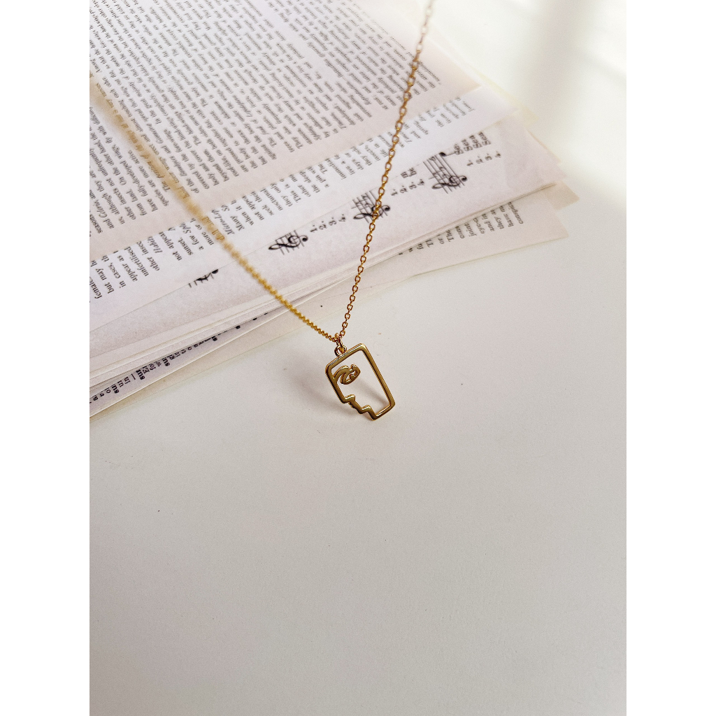 สร้อยคอ Brie - นามธรรมหน้ามนุษย์ สร้อยคอเงิน 925 |Daisy.accessory.hn|