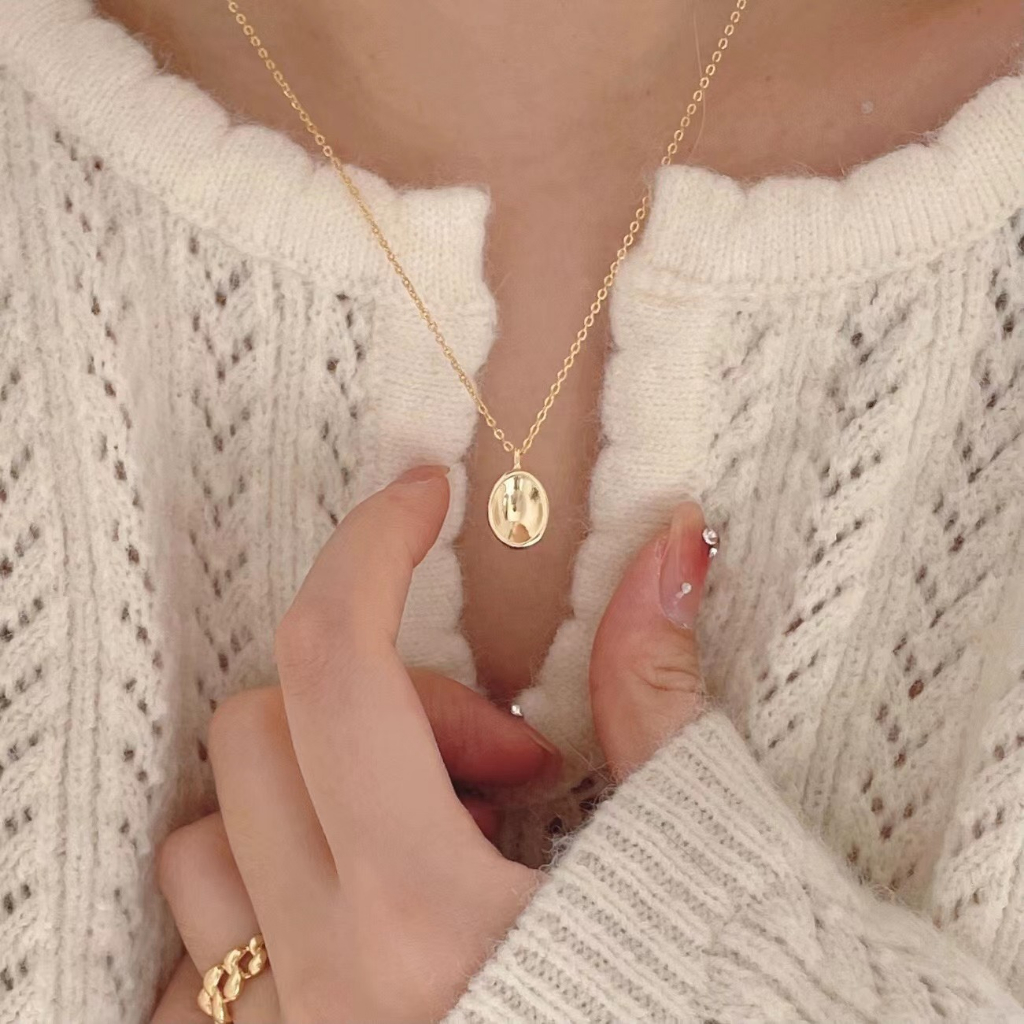 สร้อยคอโซเฟีย-สร้อยคอเงิน925หน้าวงรีเว้า |Daisy.accessory.hn|