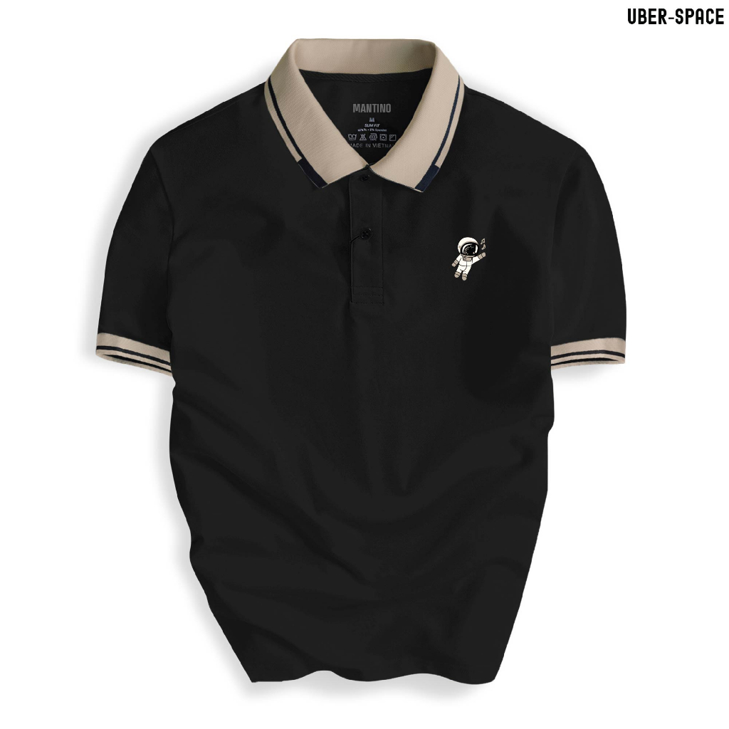 เสื้อยืด Space Polo แต่งคอเปิด BASIC CVC หนังจระเข้ยืดหรูหราหรูหรา