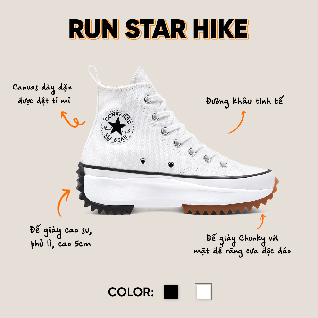 [ ของแท ้ ] Converse Run Star Hike ALL WHITE Shoes