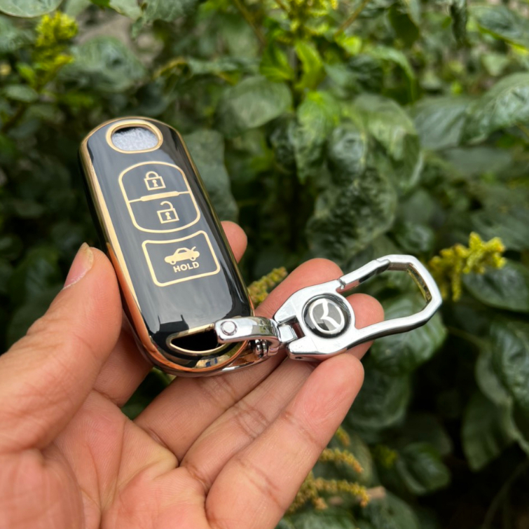 Combo เคสกุญแจสีดําและสีทอง - เคสกุญแจ: Mazda2, Mazda3, Mazda6, Mazda Cx5 CX8. ปุ่มอัจฉริยะ 3 ปุ่ม