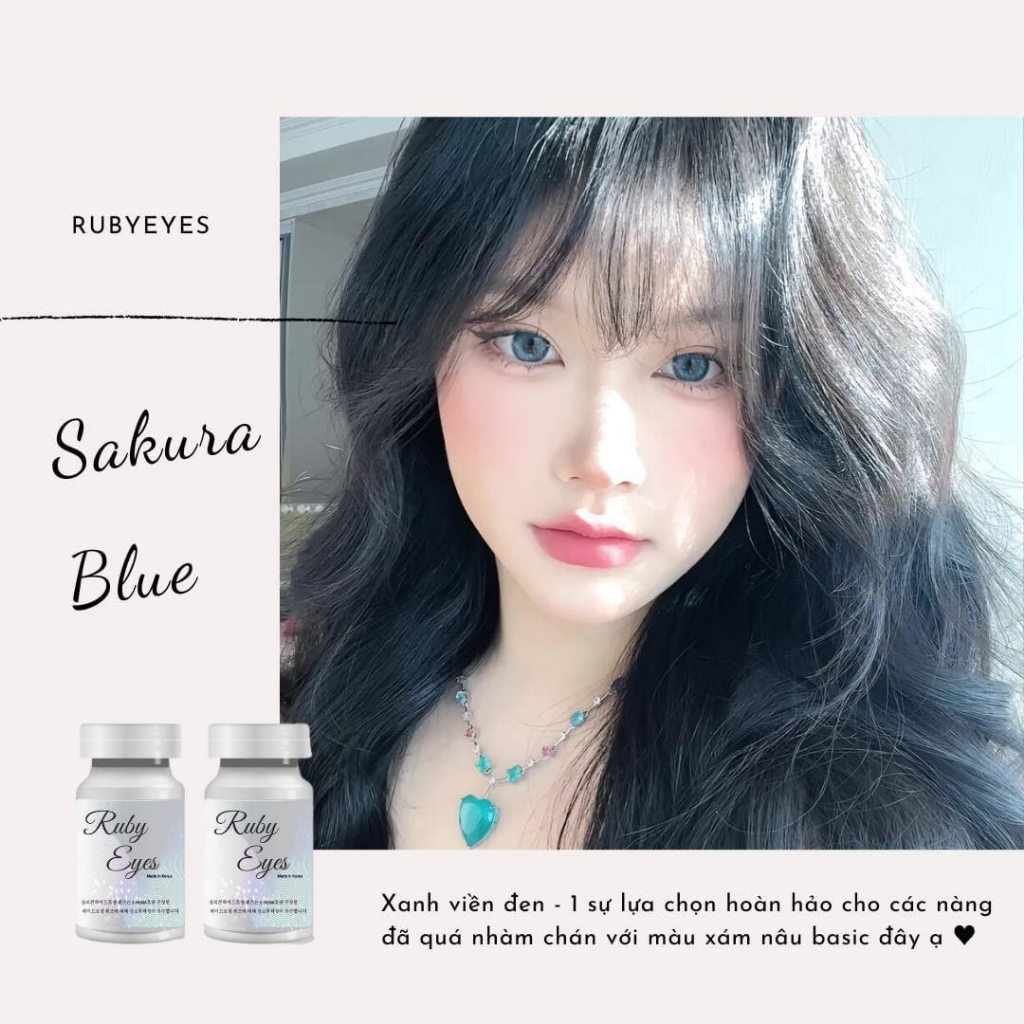 RUBY EYES Sakura Blue Siicone HydroGel คอนแทคเลนส์ตาทับทิมพร้อมขยันเล็ก