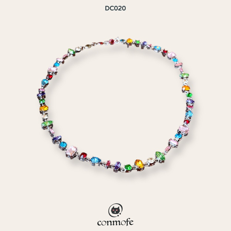 [conmofe] สร้อยคอแฟชั่น unisex จี้เพทายสีรุ้ง DC020