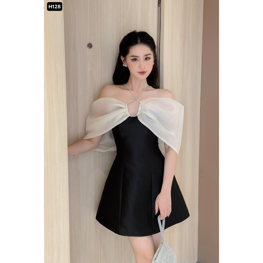 Rosa Dress เดรสปาร์ตี้คอไขว้เปิดไหล่