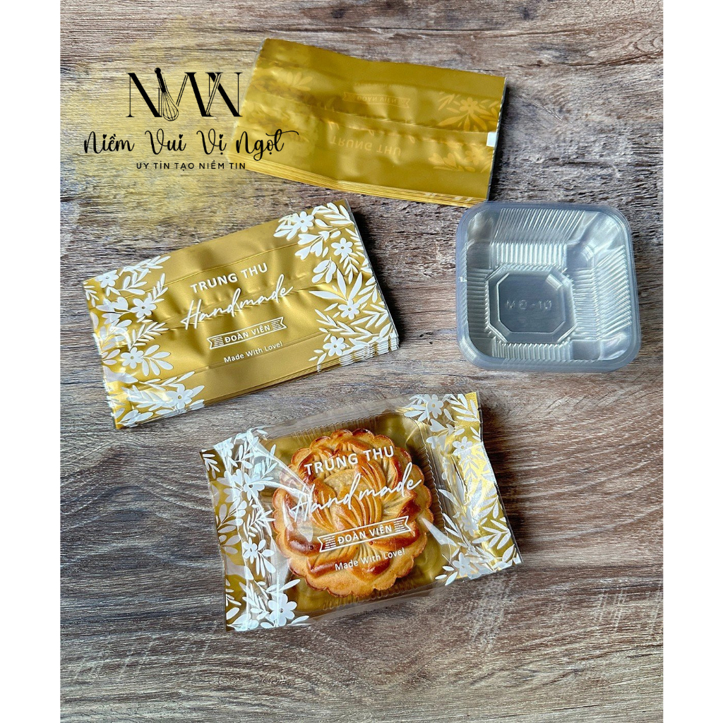 ถุงขนมไหว้พระจันทร์แบบปิดผนึก ~ ใบทําด้วยมือ (ขนาด 10 | 200-250gr) - ชุด 100
