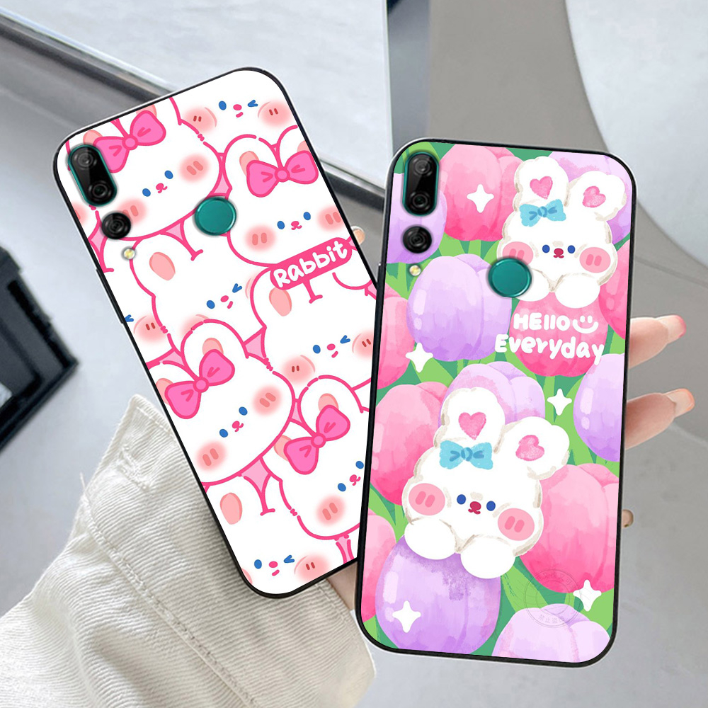 เคส Huawei y9 prime 2019 / huawei y9 2019 / y8s / y9s พิมพ์ลายกระต่ายสีชมพูน่ารัก ฮาร์ดมาก