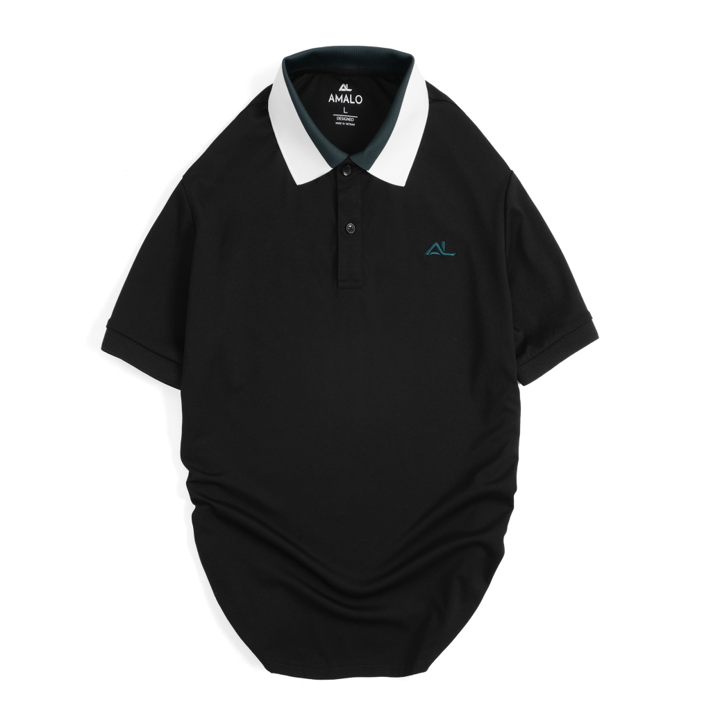 Again /BLACK เสื้อโปโลผู้ชายยืด 4 ทิศทาง XOFIA ผ้าคอตตอนจระเข้ เท่ นุ่ม ไม่ยับดี AMALO PL 103
