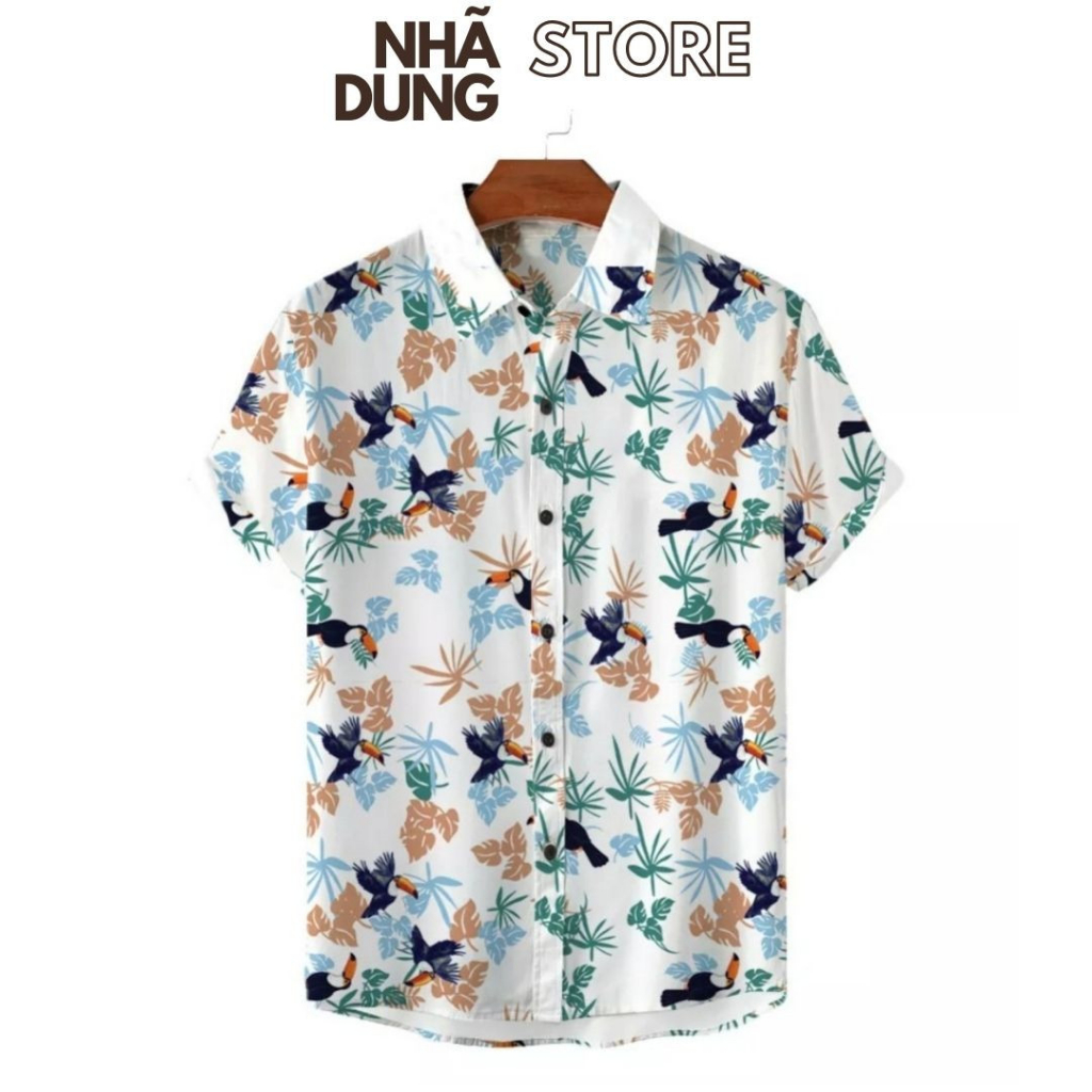 <B19>ND2 เสื้อเชิ้ตผู้ชายและผู้หญิงพร้อม SEA BIRD PATTERN NHA DUNG STORE<B19>