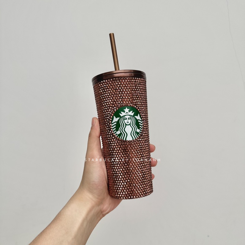 [ ของแท ้ ] Starbucks Copper Rhinestone Thailand 25th Anniversary Cup 473ml