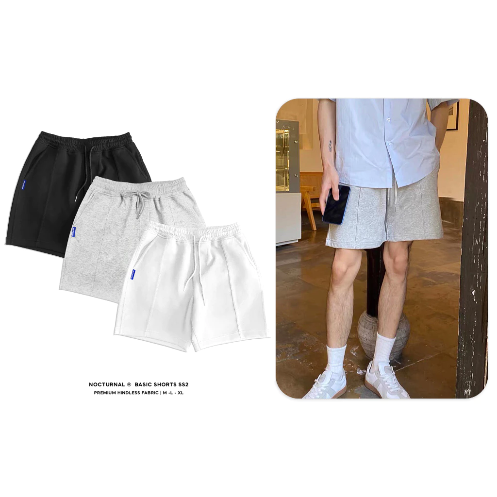 กางเกงขาสั้นพื้นฐาน SS2 NOCTURNAL Unisex แบรนด์ท้องถิ่นสําหรับผู้ชายและผู้หญิงหนาและยืดหยุ่น