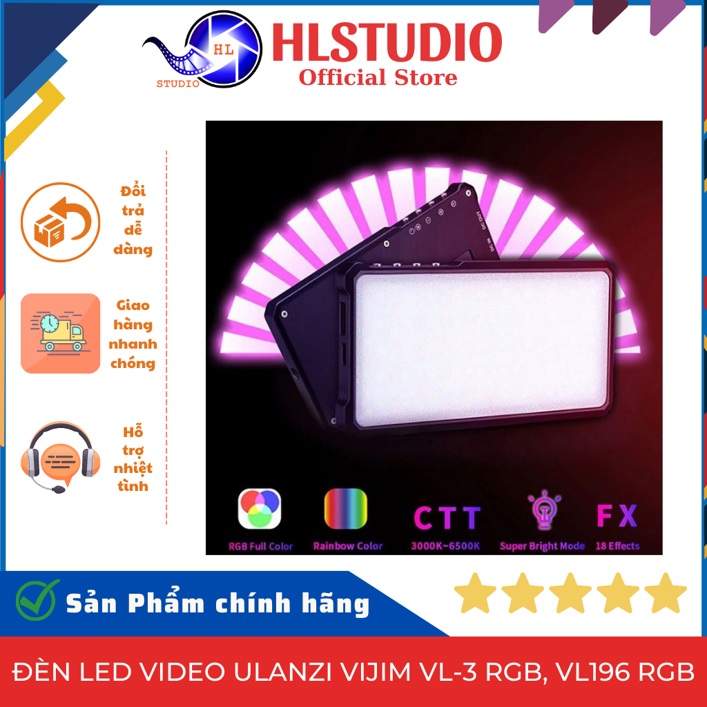 Ulanzi Vijim VL-3 RGB ไฟวิดีโอ Led, VL196 RGB HL Studio