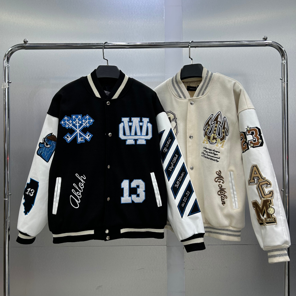 Off White AC Milan Varsity jacket bomber jacket OW x AC Milan kunshopunisex4