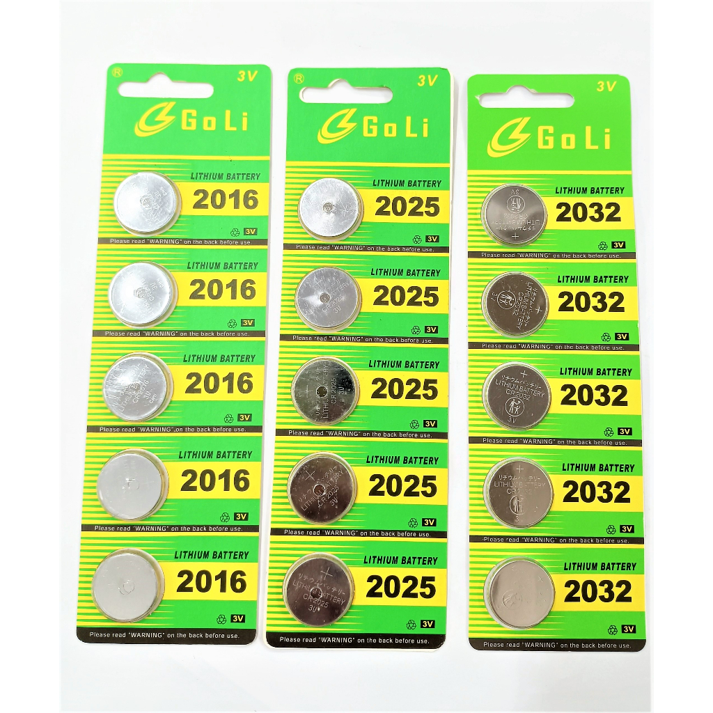 CR 2016/CR 2025/CR 2032 (3v) แบตเตอรี่ GoLi แพ็ค 5 ก้อน