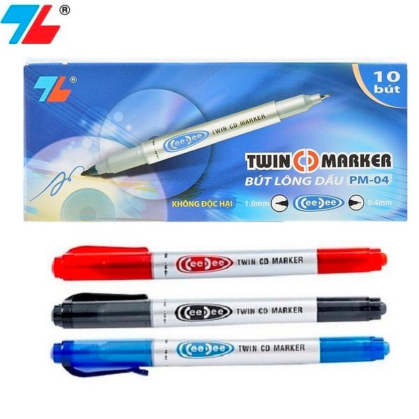 [ของแท้] ขายส่งกล่อง 10 Thien Long Cedee PM-04 ปากกามาร์กเกอร์แก้วน้ํามัน - ปากกาเส้นและคอนทัวร์ CD 