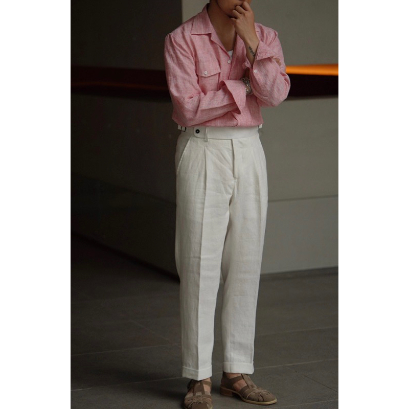 Sidetab HIGH RISE 2LY LINEN PANTS