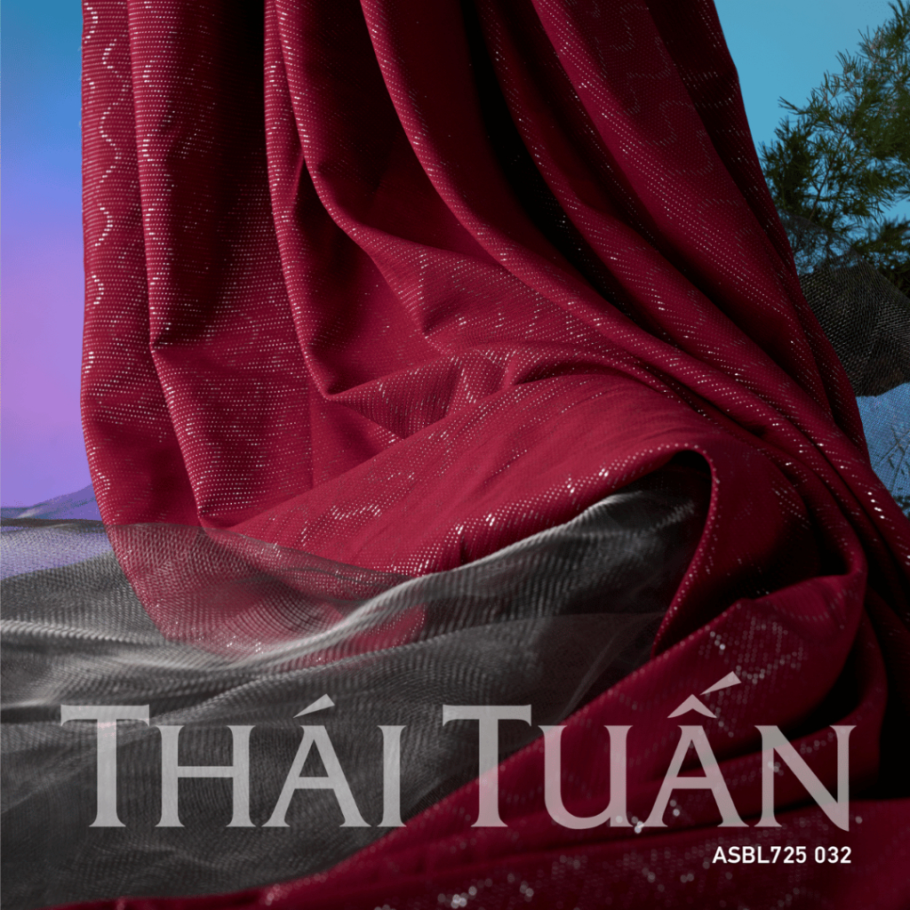 ผ้าไทยต้วน - ผ้ากลิตเตอร์สีแดงพลัมยืดอ่อน (ขนาด 1m50±2 ยาว 2 เมตร) | ASBL725-032