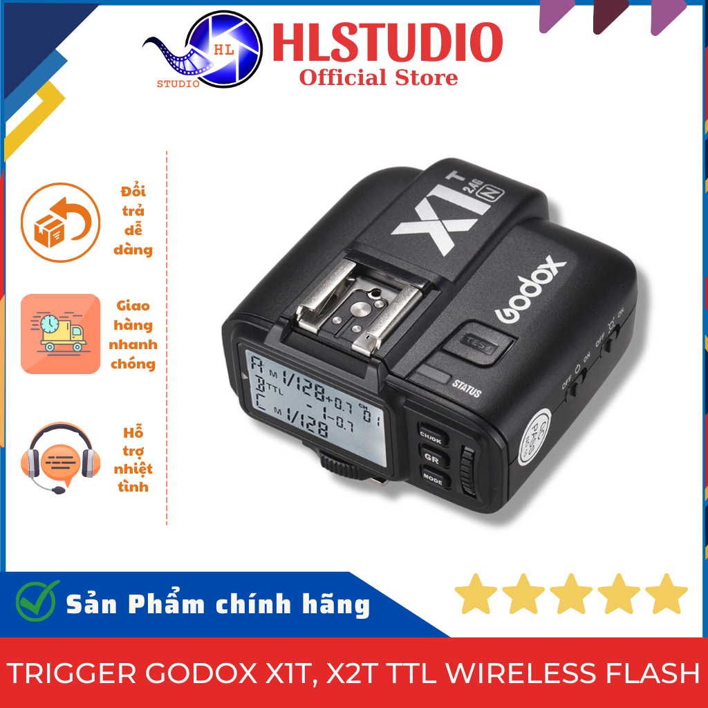 Trigger Godox X1T, X2T TTL แฟลชไร้สายสําหรับสตูดิโอ Sony-Canon-Nikon-Fuji HL