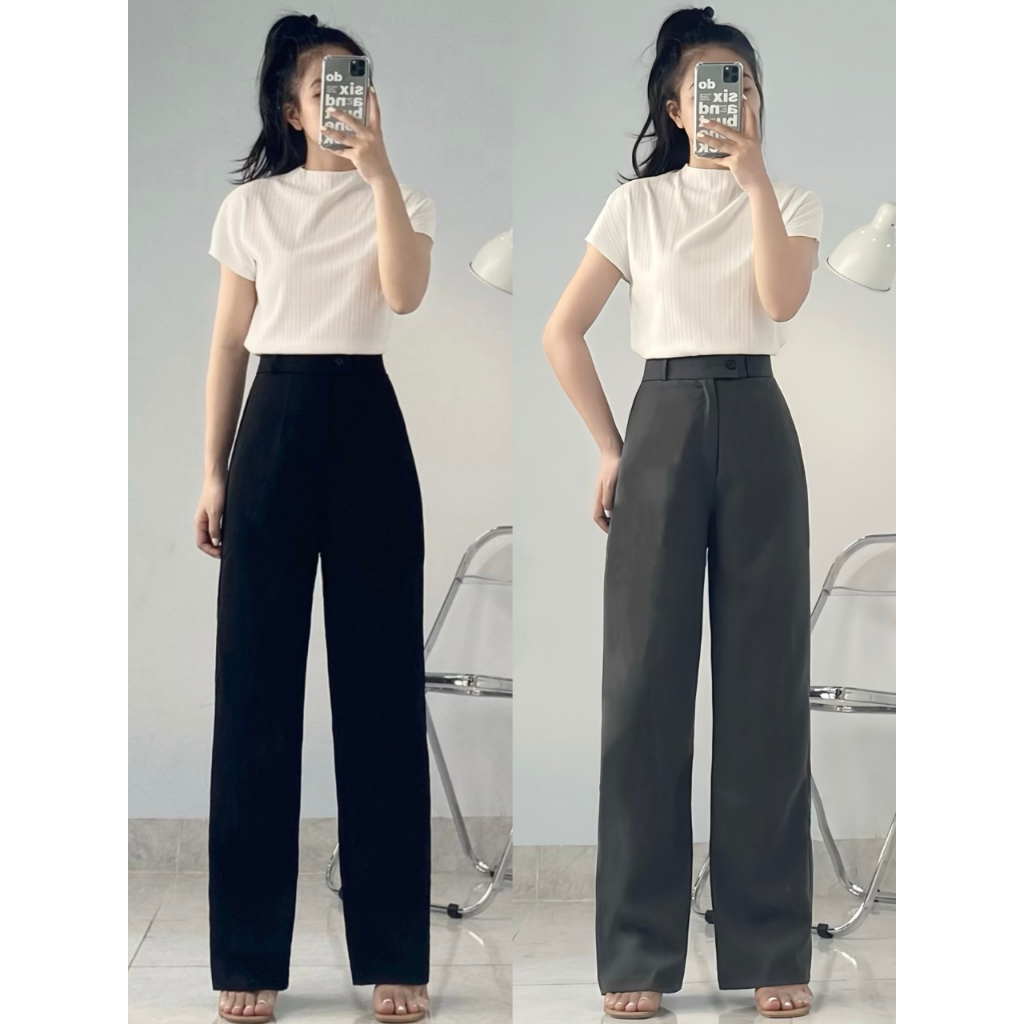 กางเกงนักเรียนขายาวเอวสูงผู้หญิง - 247store - Q09/P0K1