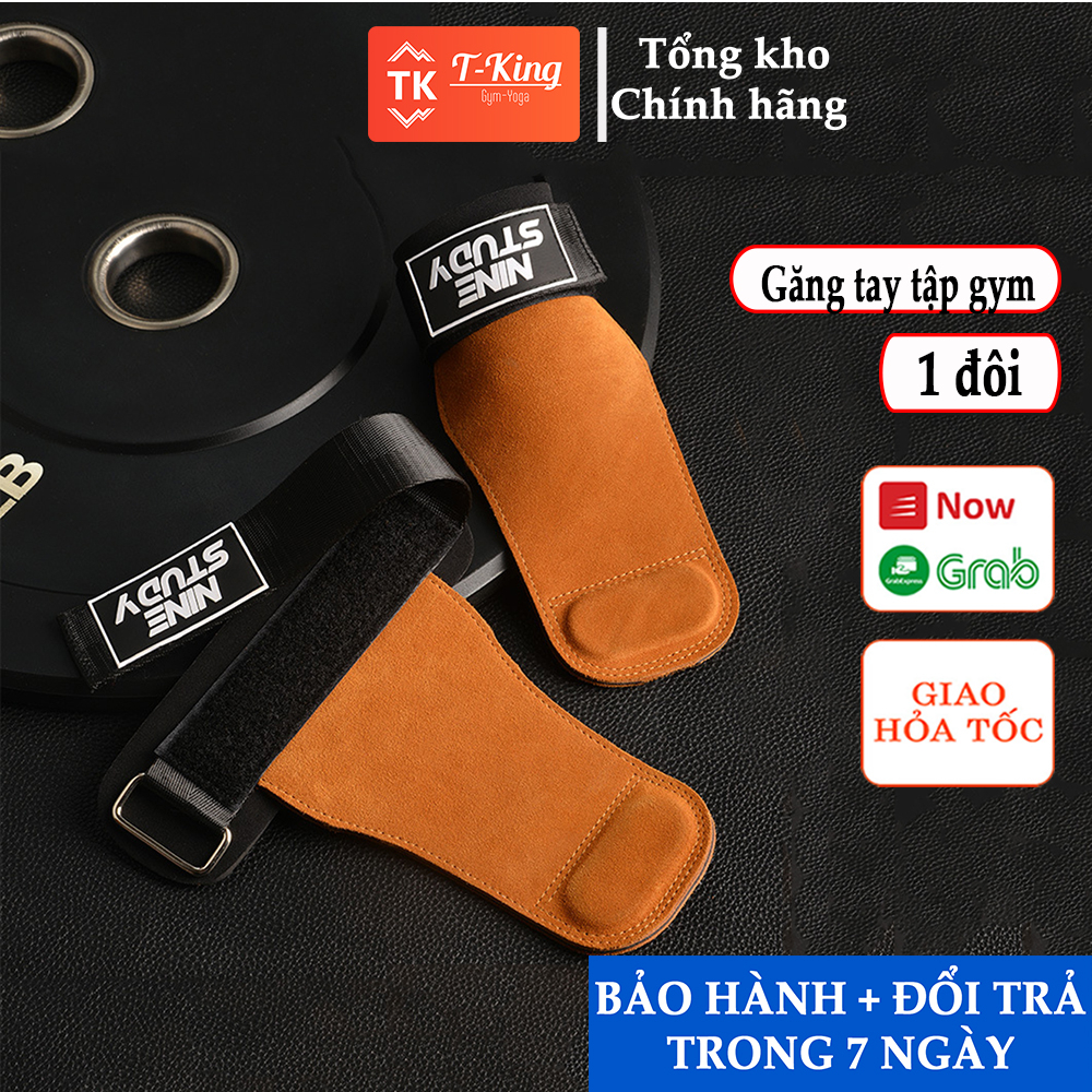 GYM Gloves สายรัดดึงหลัง -NINE STUDY- รองรับยิม Deadlift บาร์เบล ยกน้ําหนัก (1 คู่)