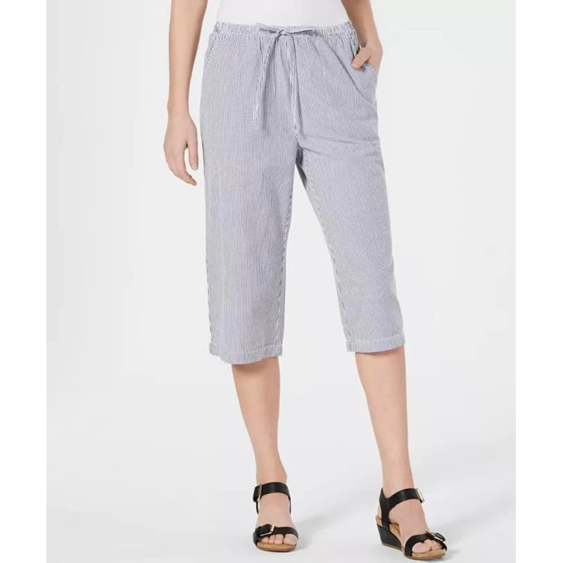 [สหรัฐอเมริกาผลิตภัณฑ์] SEERSUCKER KAREN SCOTT COTTON CROP PANTS