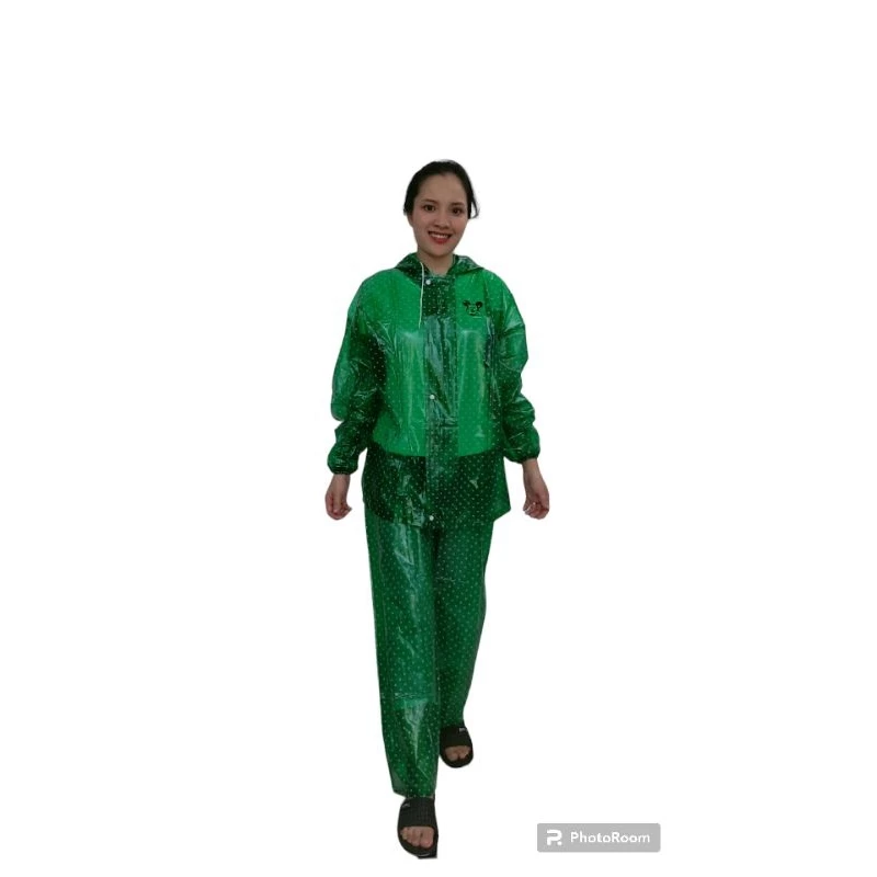 ชุดเสื้อกันฝน PVC มีซิปและกระดุม thumbnail 6