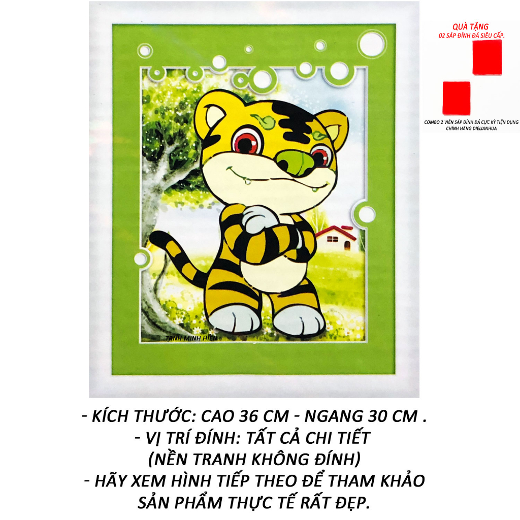 ภาพวาดเพชร 5D - Proud Baby Tiger 16 - ภาพวาด Minh Hien (DIY DIAMOND)