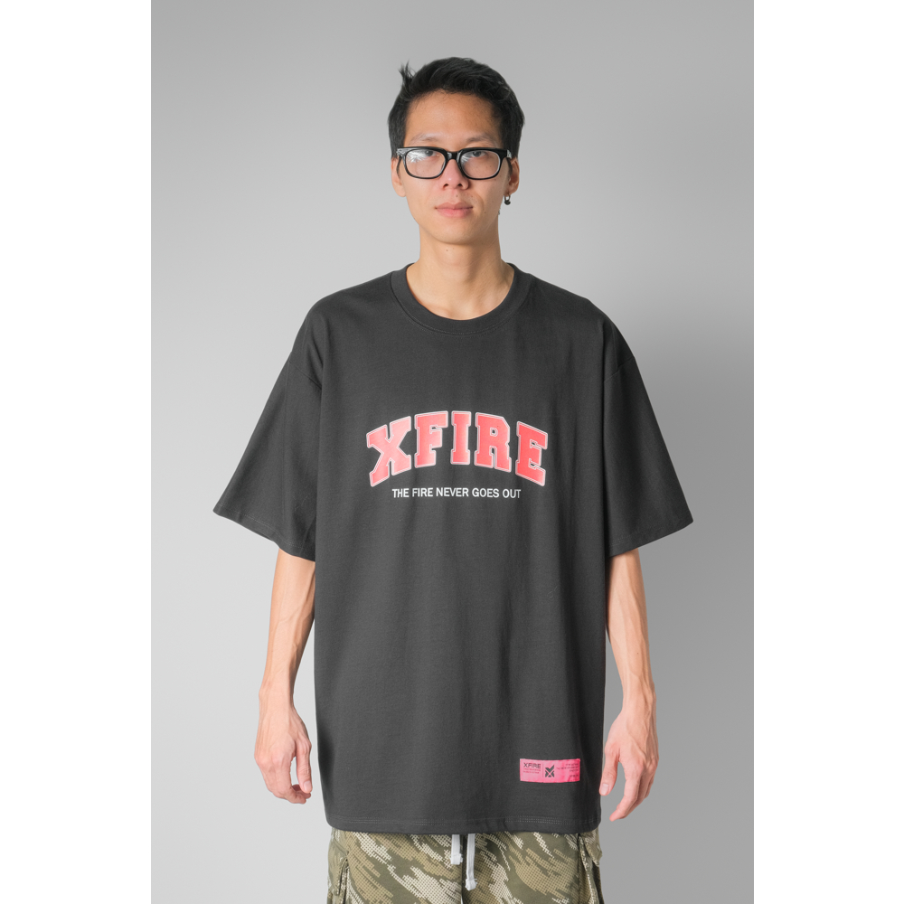 XFIRE GLD PRINTED TSHIRT เสื้อยืด OVERSIZE สีดํา SLEEVE - BL72301