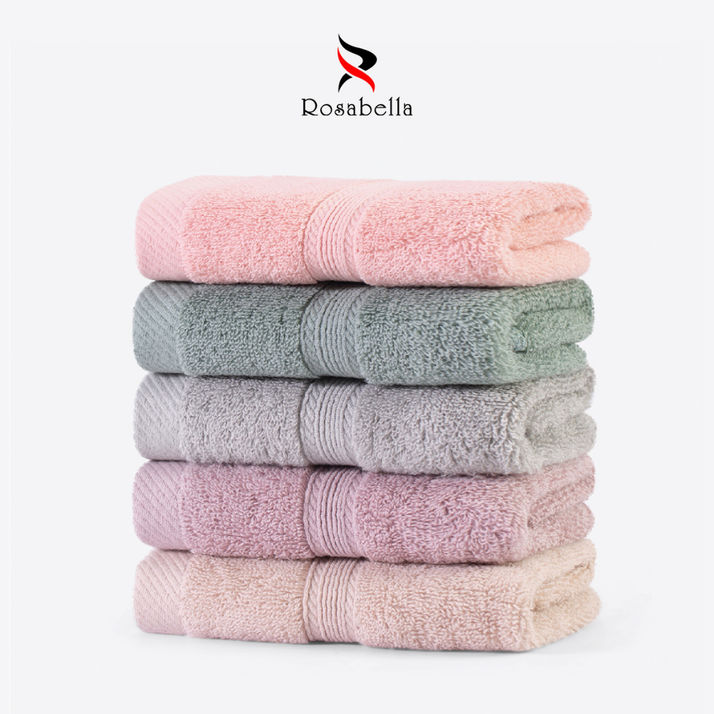 ผ้าขนหนูเช็ดหน้า โรซาเบลลา ขนาดกะทัดรัดและน้ําหนักเบาหลากหลายสี เนื้อคอตตอนนุ่ม 100% ปลอดภัยต่อผิว K